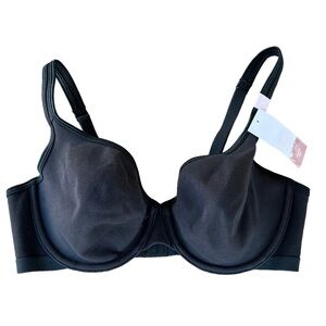 Cacique Cotton Collection Black Unlined Demi Bra 38D NWT